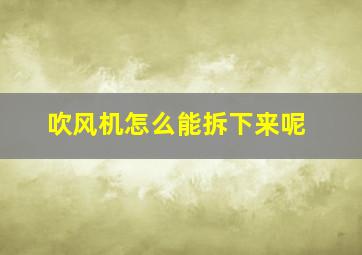 吹风机怎么能拆下来呢