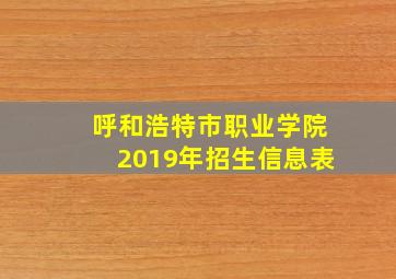 呼和浩特市职业学院2019年招生信息表