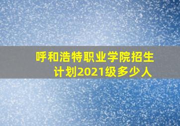 呼和浩特职业学院招生计划2021级多少人