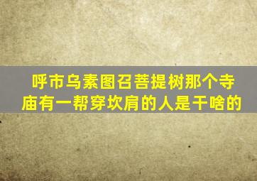 呼市乌素图召菩提树那个寺庙有一帮穿坎肩的人是干啥的