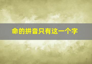 命的拼音只有这一个字