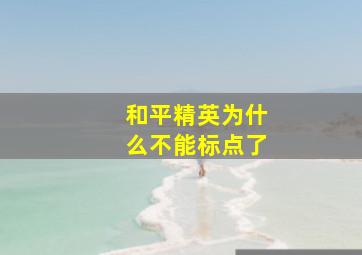 和平精英为什么不能标点了