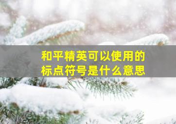 和平精英可以使用的标点符号是什么意思