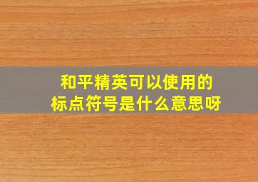 和平精英可以使用的标点符号是什么意思呀