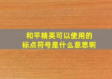 和平精英可以使用的标点符号是什么意思啊