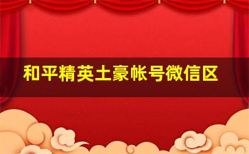 和平精英土豪帐号微信区