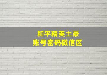 和平精英土豪账号密码微信区