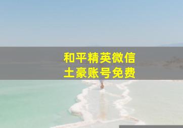 和平精英微信土豪账号免费