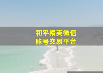 和平精英微信账号交易平台