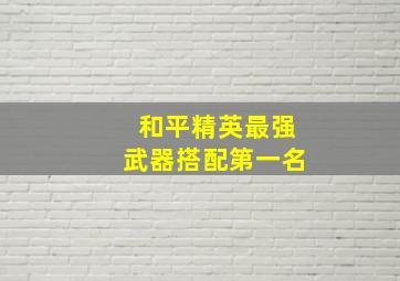 和平精英最强武器搭配第一名