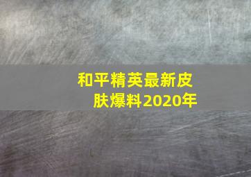 和平精英最新皮肤爆料2020年