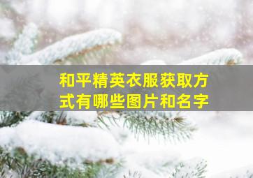 和平精英衣服获取方式有哪些图片和名字