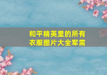 和平精英里的所有衣服图片大全军需