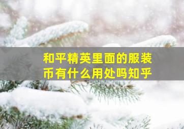 和平精英里面的服装币有什么用处吗知乎