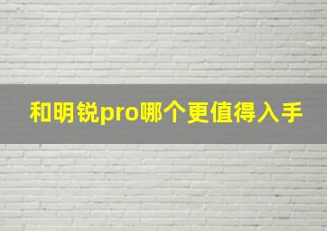 和明锐pro哪个更值得入手