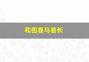 和田县马县长