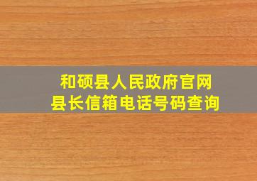 和硕县人民政府官网县长信箱电话号码查询