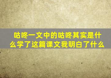 咕咚一文中的咕咚其实是什么学了这篇课文我明白了什么