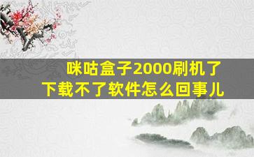 咪咕盒子2000刷机了下载不了软件怎么回事儿