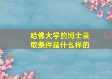 哈佛大学的博士录取条件是什么样的