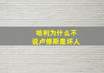 哈利为什么不说卢修斯是坏人