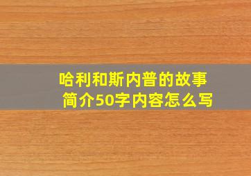 哈利和斯内普的故事简介50字内容怎么写