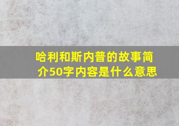 哈利和斯内普的故事简介50字内容是什么意思