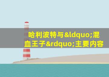 哈利波特与“混血王子”主要内容