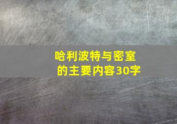 哈利波特与密室的主要内容30字