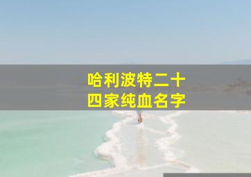 哈利波特二十四家纯血名字