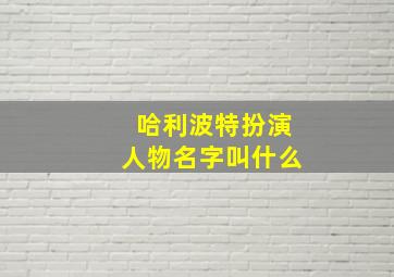 哈利波特扮演人物名字叫什么