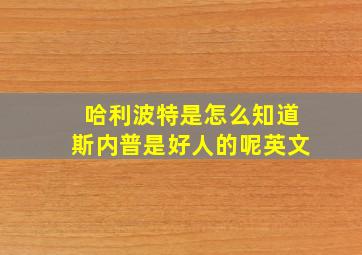 哈利波特是怎么知道斯内普是好人的呢英文