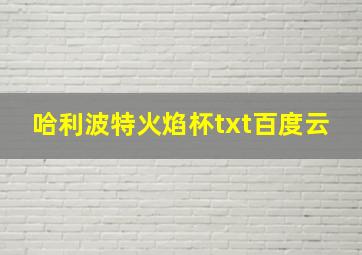 哈利波特火焰杯txt百度云