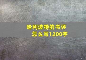 哈利波特的书评怎么写1200字