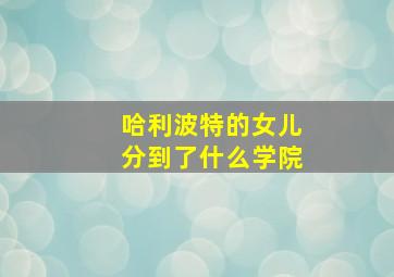 哈利波特的女儿分到了什么学院