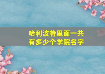 哈利波特里面一共有多少个学院名字