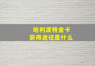 哈利波特金卡获得途径是什么