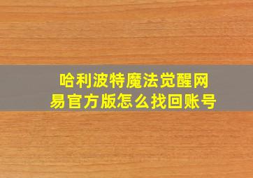 哈利波特魔法觉醒网易官方版怎么找回账号