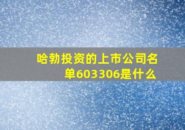 哈勃投资的上市公司名单603306是什么