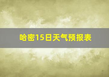 哈密15日天气预报表