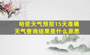 哈密天气预报15天准确天气查询结果是什么意思