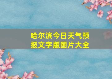 哈尔滨今日天气预报文字版图片大全