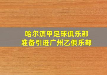 哈尔滨甲足球俱乐部准备引进广州乙俱乐部