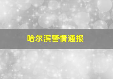 哈尔滨警情通报