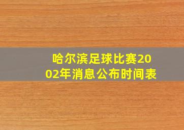 哈尔滨足球比赛2002年消息公布时间表