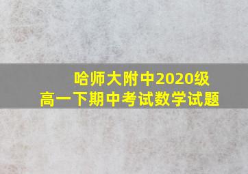 哈师大附中2020级高一下期中考试数学试题