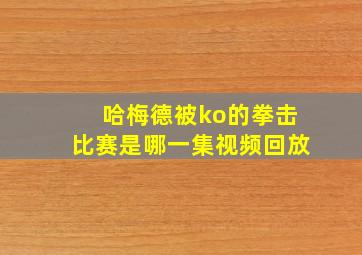 哈梅德被ko的拳击比赛是哪一集视频回放