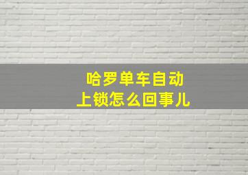 哈罗单车自动上锁怎么回事儿