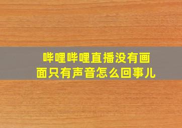 哔哩哔哩直播没有画面只有声音怎么回事儿