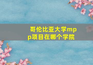 哥伦比亚大学mpp项目在哪个学院